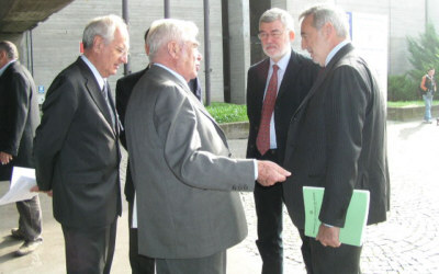 Il Ministro Nicolai e il Sindaco Cofferati ricevuti all'ingresso di HANDImatica da dirigenti di ASPHI